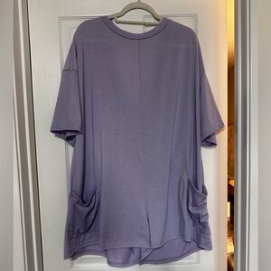 SHEIN Lavender Short Sleeve Hot Shot Romper with Pockets
